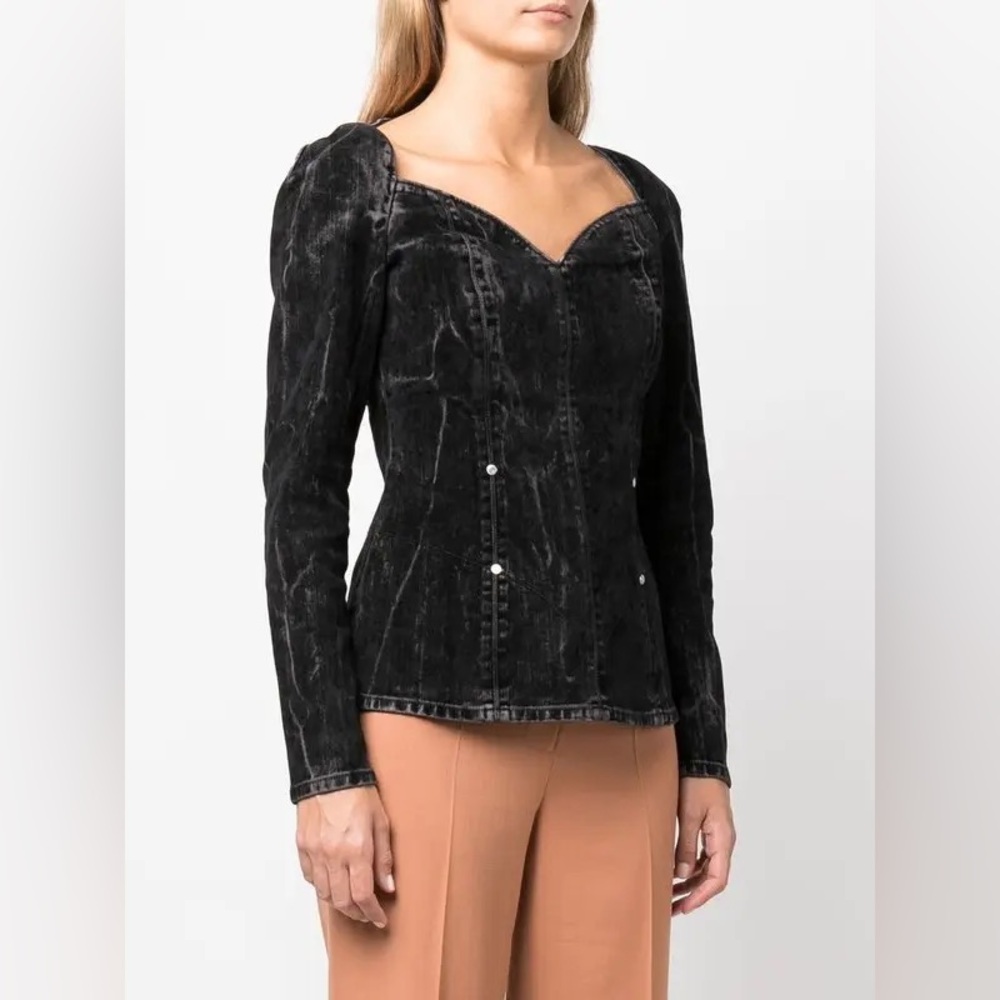 Stella McCartney flocked velvet denim blouse, NWT size 40